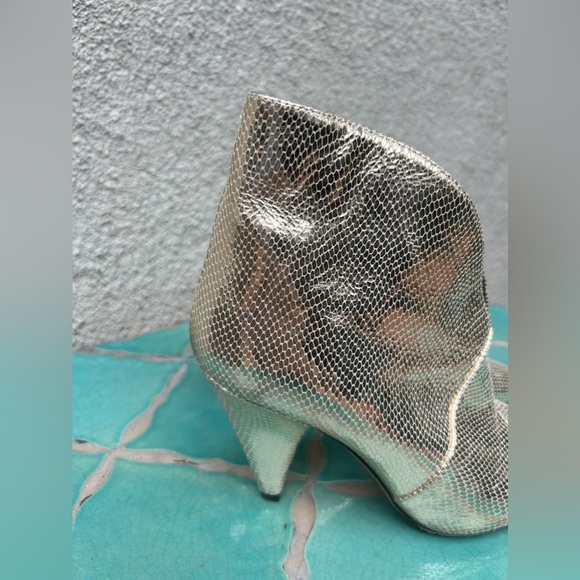 Isabel Marant Archenn Heeled Booties Snakeskin metallic Gold Size 36 6 - Picture 8 of 13